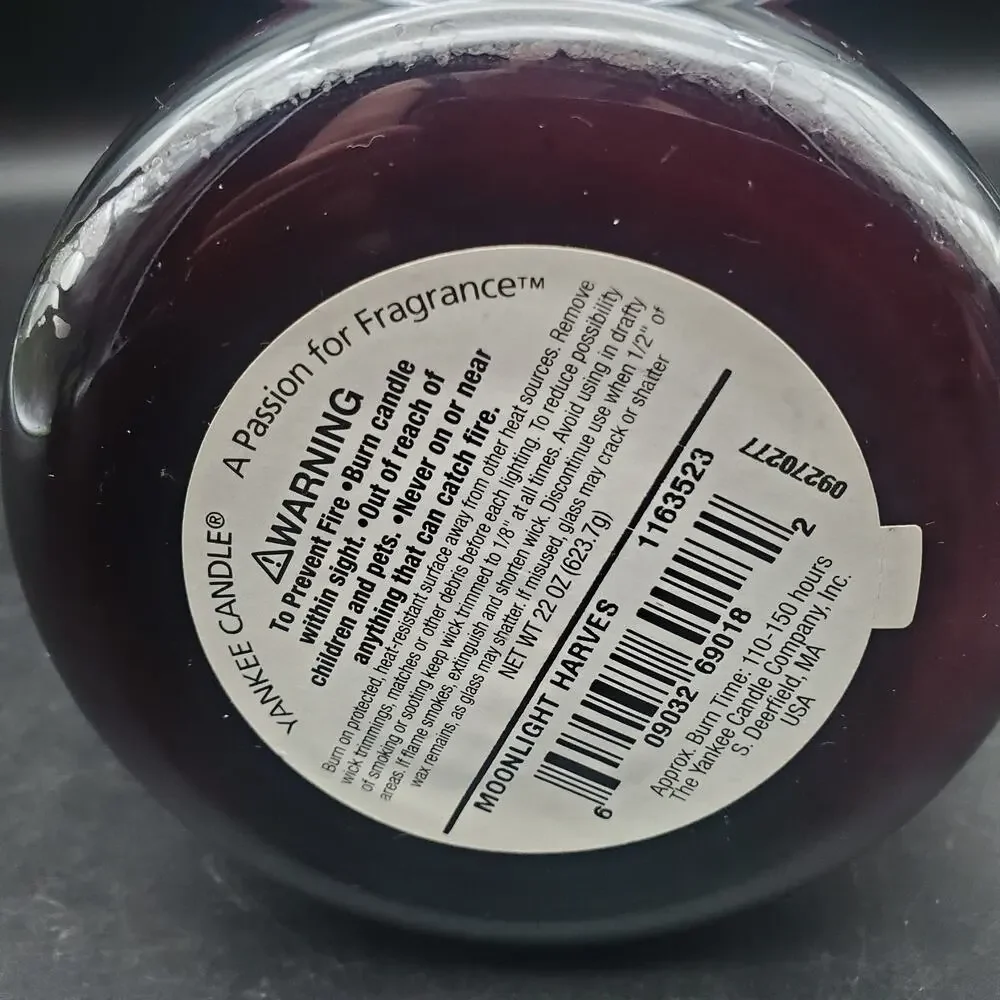 Rare Yankee Candle Moonlight Harvest 22 Oz Large Jar Retired Scent Glass Lid - Picture 7 of 8